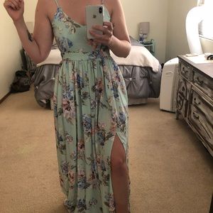 Miss California Light Blue Floral Maxi